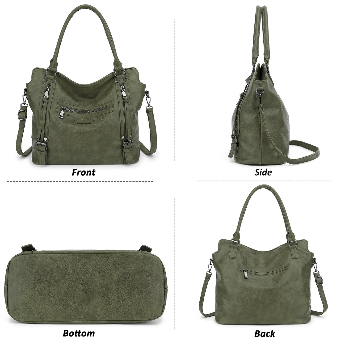 TANTOMI Hobo Bag for Women Large Crossbody Purse and Handbags Multiple Pockets with Adjustable Shoulder Strap-Dark Green