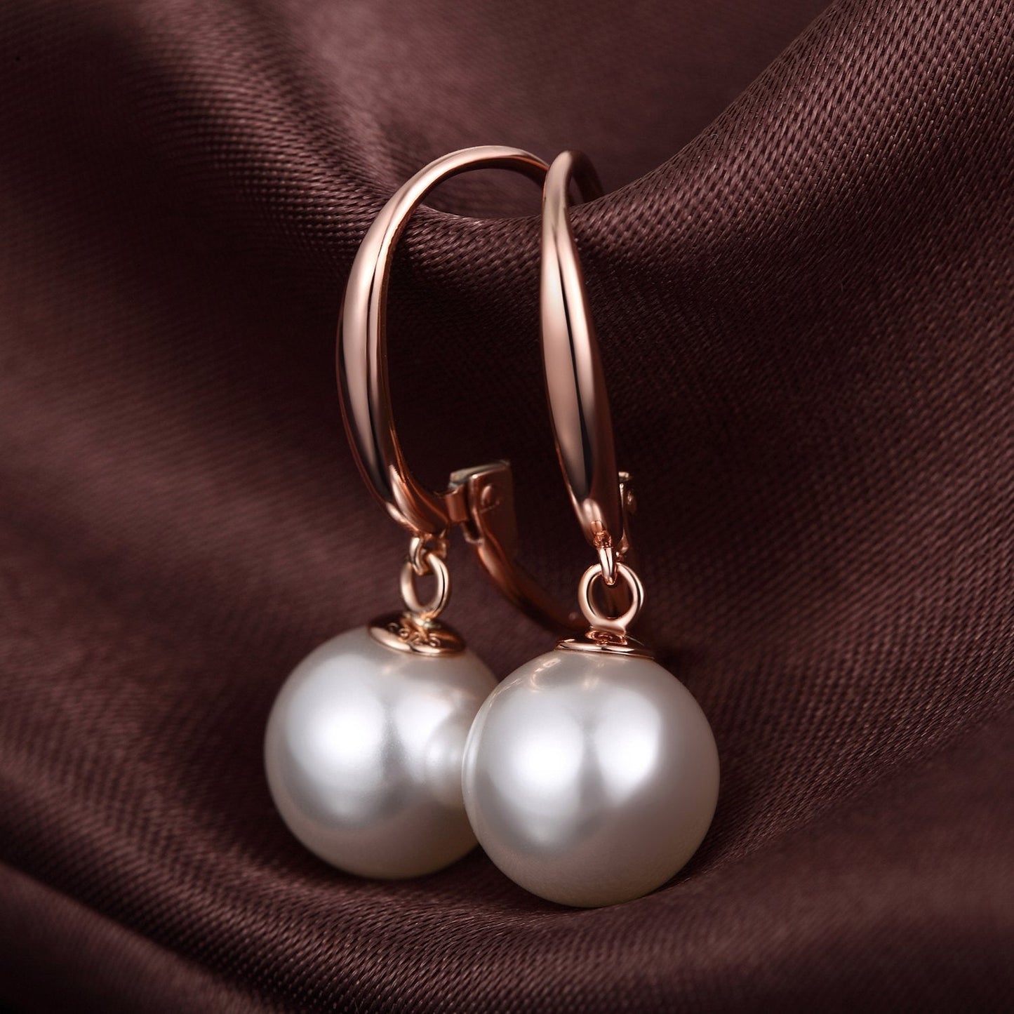 Han han Pearl Dangle Earrings for Women Sterling Silver Pearl Hoop Earrings 10MM