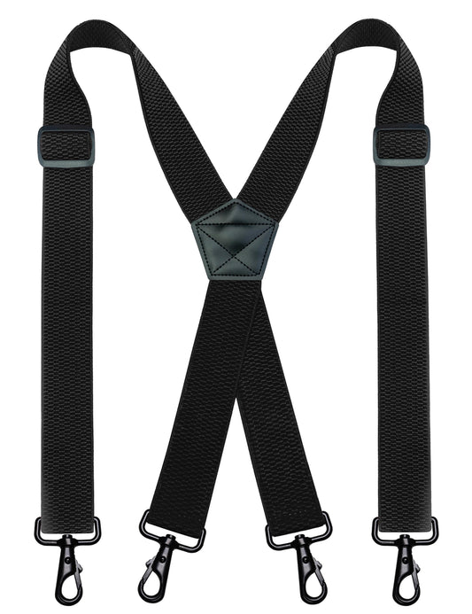 JEMYGINS 1.48" Wide Heavy Duty Black Suspender with 4 Swivel Hooks for Jeans Pants(3)