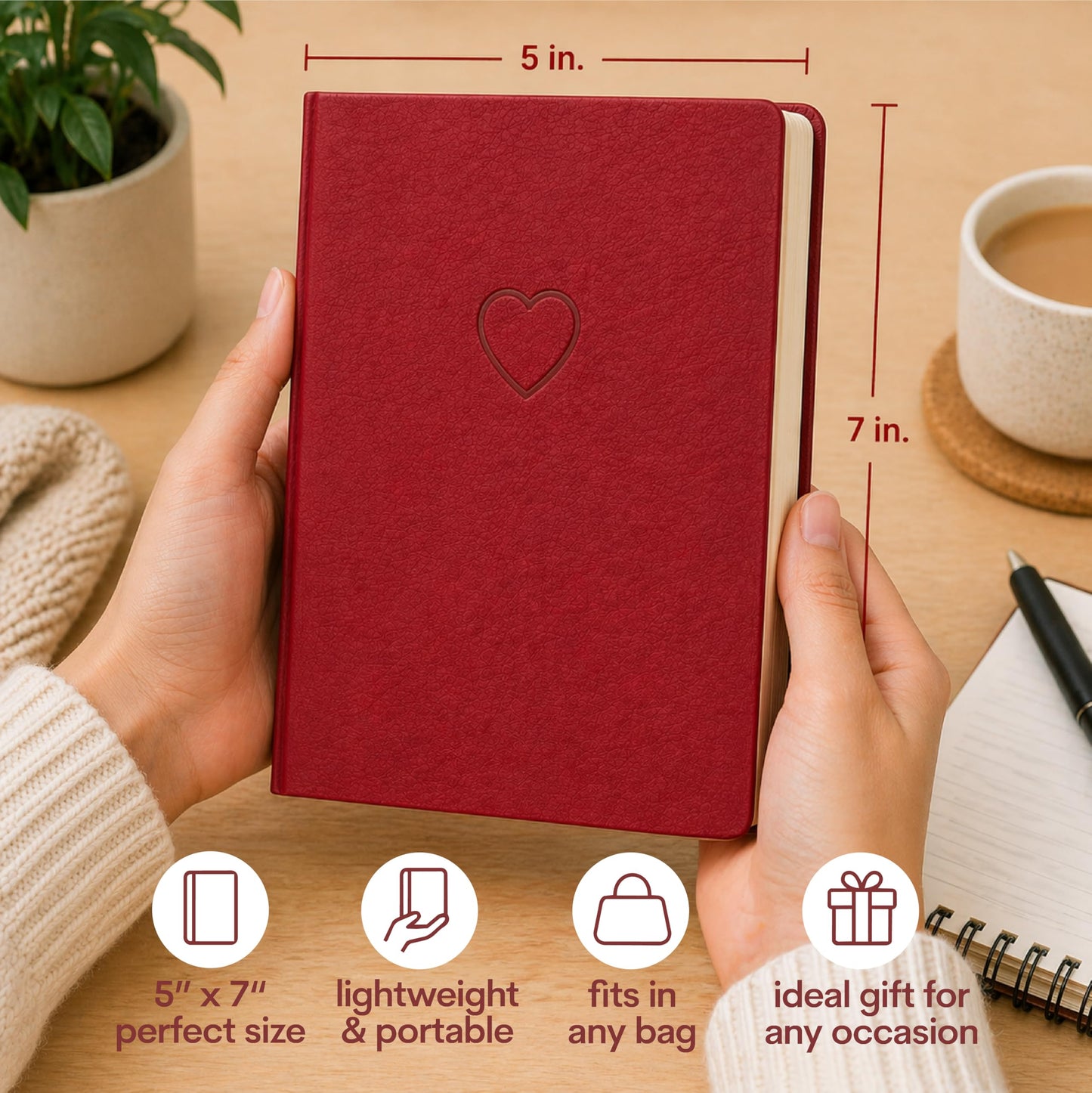 WORLD TRAVELER Journal Notebook - 5x7 Inches 256 Ruled Pages Blank Lined Faux Leather Journal Hard Cover Notebooks for Work Diary and Writing