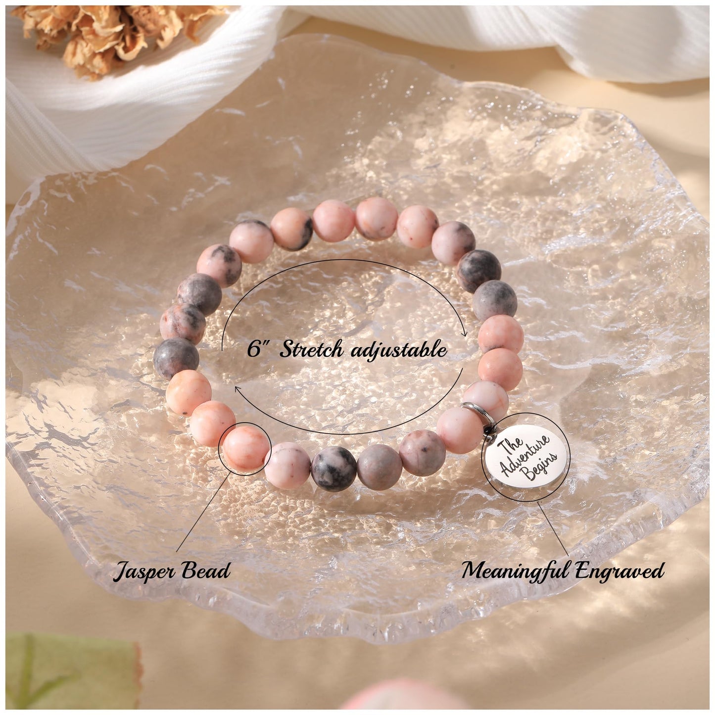 Sistble Graduation Gift for Her Class of 2026 Graduation Bracelet College High School Jasper Beaded Bracelets for Women Bonus Daughter Inspirational Gifts Trendy Jewelry