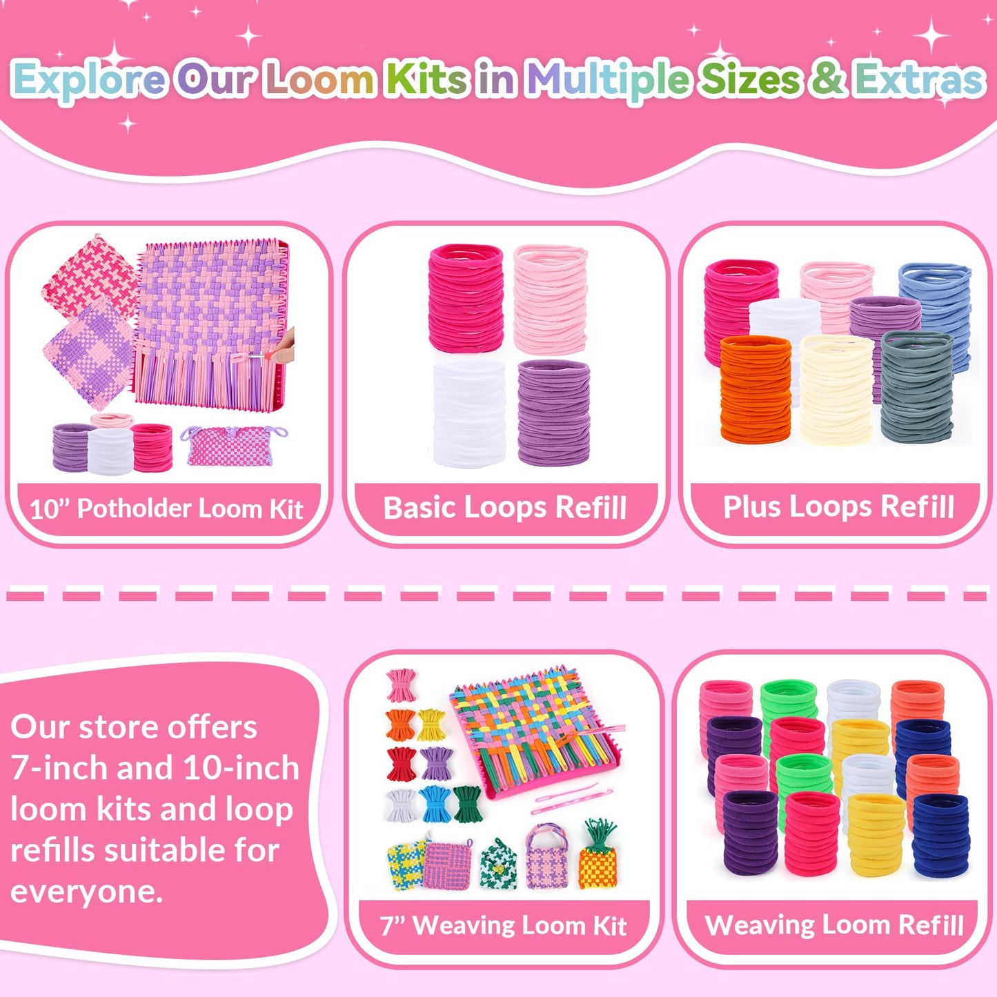 Pro 10 Inch Potholder Loom Kit for Kids & Beginners, Large Weaving Loom Crafts for Girls Age 6-12 Year Old & Adults, Gift Ideas for Birthday & Christmas, 112 Delicate Loops to Make 2 Pot Holders