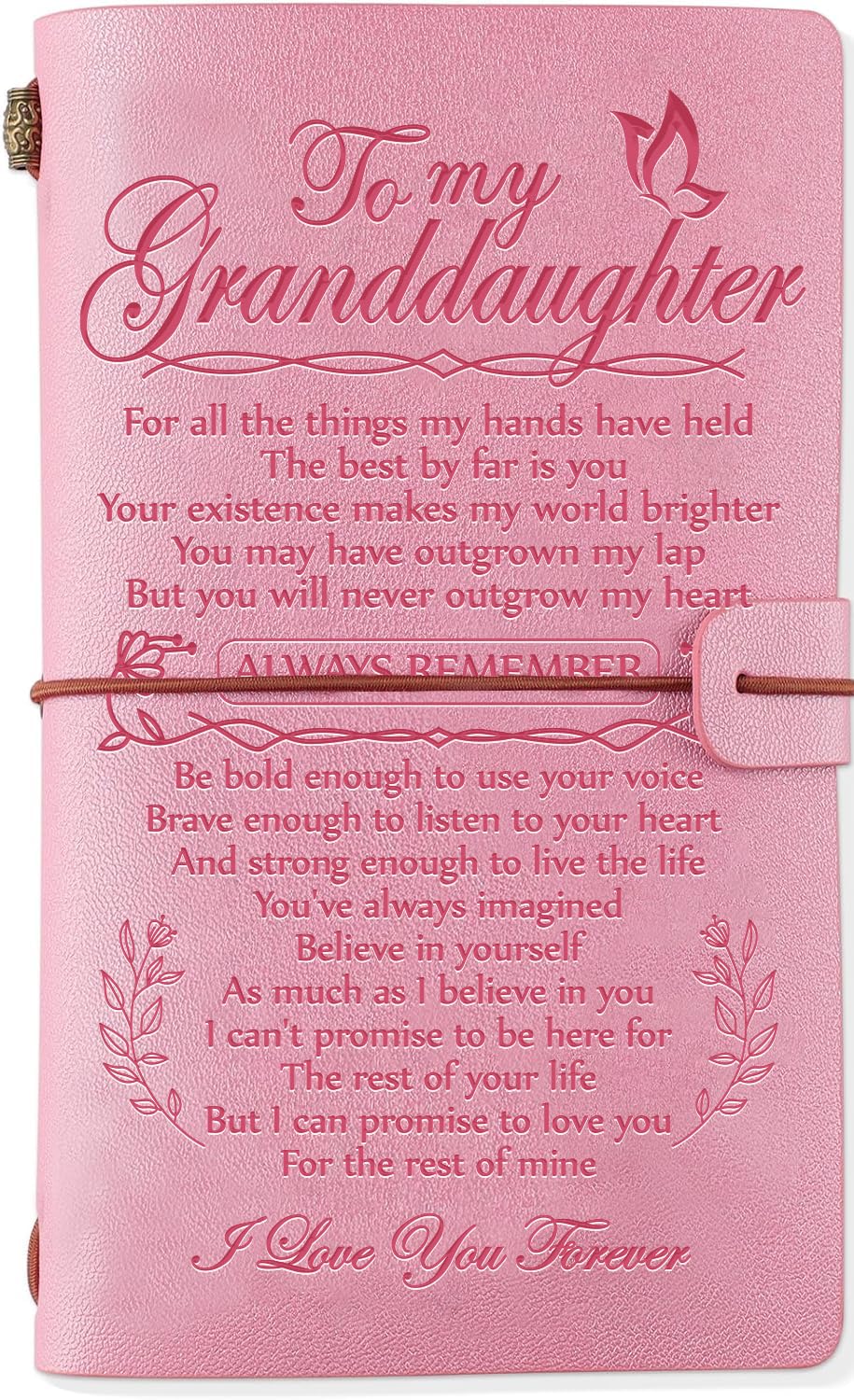 Hiipeenow Granddaughter Gifts from Grandma, To My Granddaughter Leather Travel Journal 140 Pages, Valentines Day Birthday Christmas Graduation Back to School Gift for Granddaughter