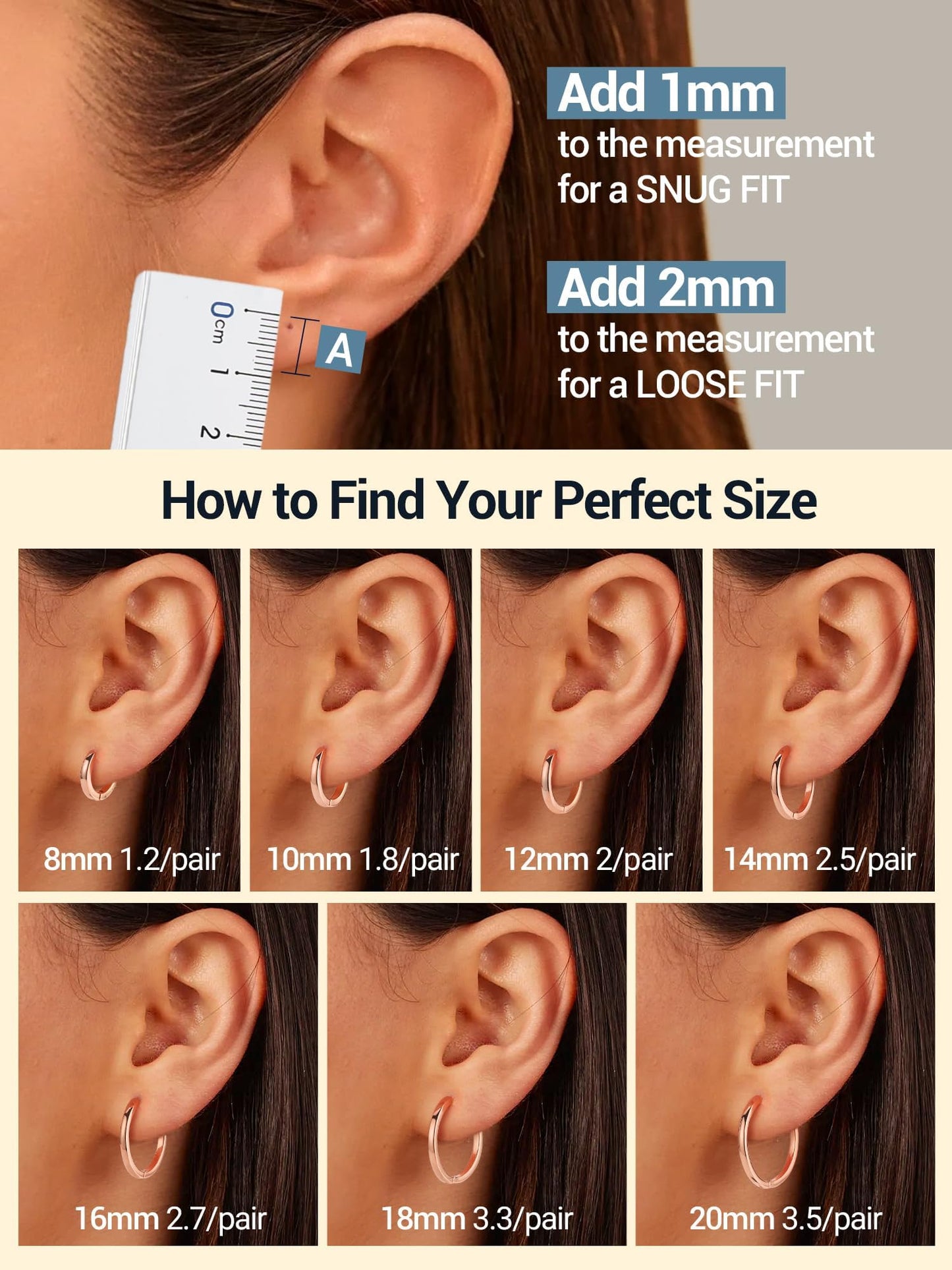 Rose Gold Hoop Earrings For Women Hoops Earring Hypoallergenic 8mm Tiny Huggie Jewelry Non Tarnish Cartilage Piercing Waterproof Ear Earings