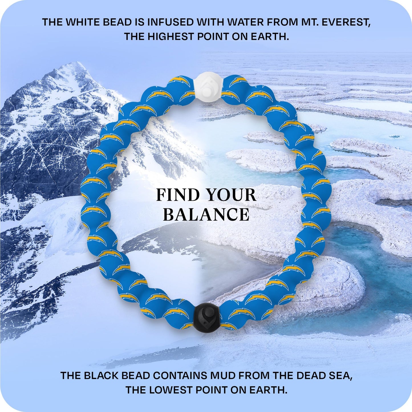 Lokai Silicone Beaded Bracelet for Men & Women, NFL Football Collection - Los Angeles Chargers, Medium - Silicone Jewelry Fashion Bracelet Slides-On for Comfortable Fit