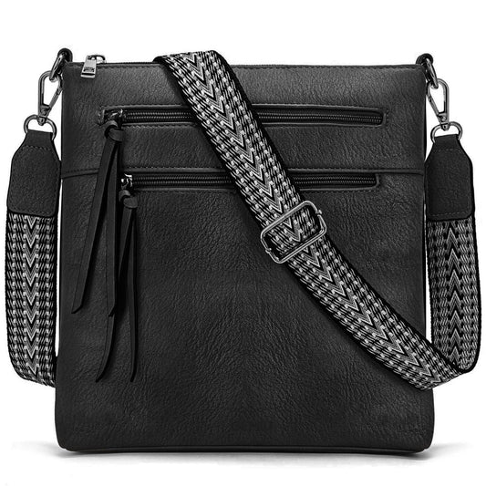 GEMIU Small Crossbody Bags for Women Travel Multi Pocket Crossbody Purse Women's Crossbody Handbags with Guitar Strap Black
