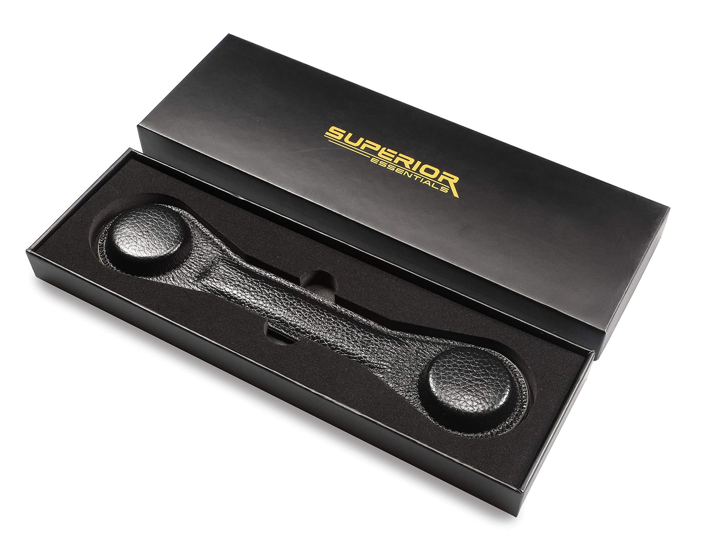 Superior Essentials Leather Bookmark Book Holder - Black Leather Paper Weights for Cookbooks, Textbooks, and Workbooks - Hands-Free Reading with Non-Slip Design and Magnetic Bookmark [1-Pack]