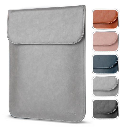 Allinside 15-16 inch Laptop Sleeve Case Compatible with MacBook Pro 16 2021-2026/MacBook Pro 15 2016–2019, Waterproof PU Leather Laptop Sleeve Bag Protective Vertical Case Cover, Gray