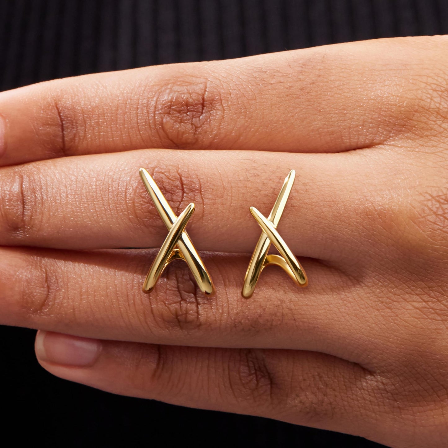 Criss Cross Stud Earrings for Women Trendy, 14K Gold Plated Minimalist Unique Hypoallergenic Earrings for Sensitive Ears, Dainty Simple Old Money Aesthetic Jewelry Modern Jewelry Gifts for Women‘s Fashion