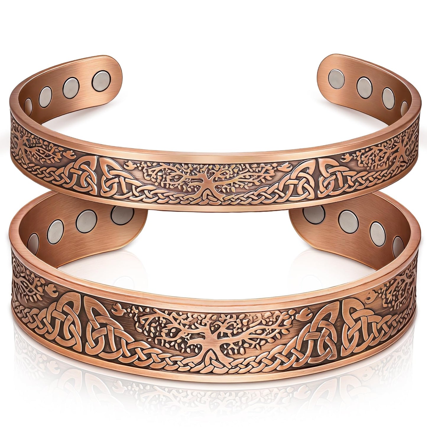 Auramag Bracelets for Men, 100% Pure Copper bracelets for women, Magnetic Bracelets with 3500 Gauss Effective Magnets, Adjustable Copper Jewelry Gift with Gift Box