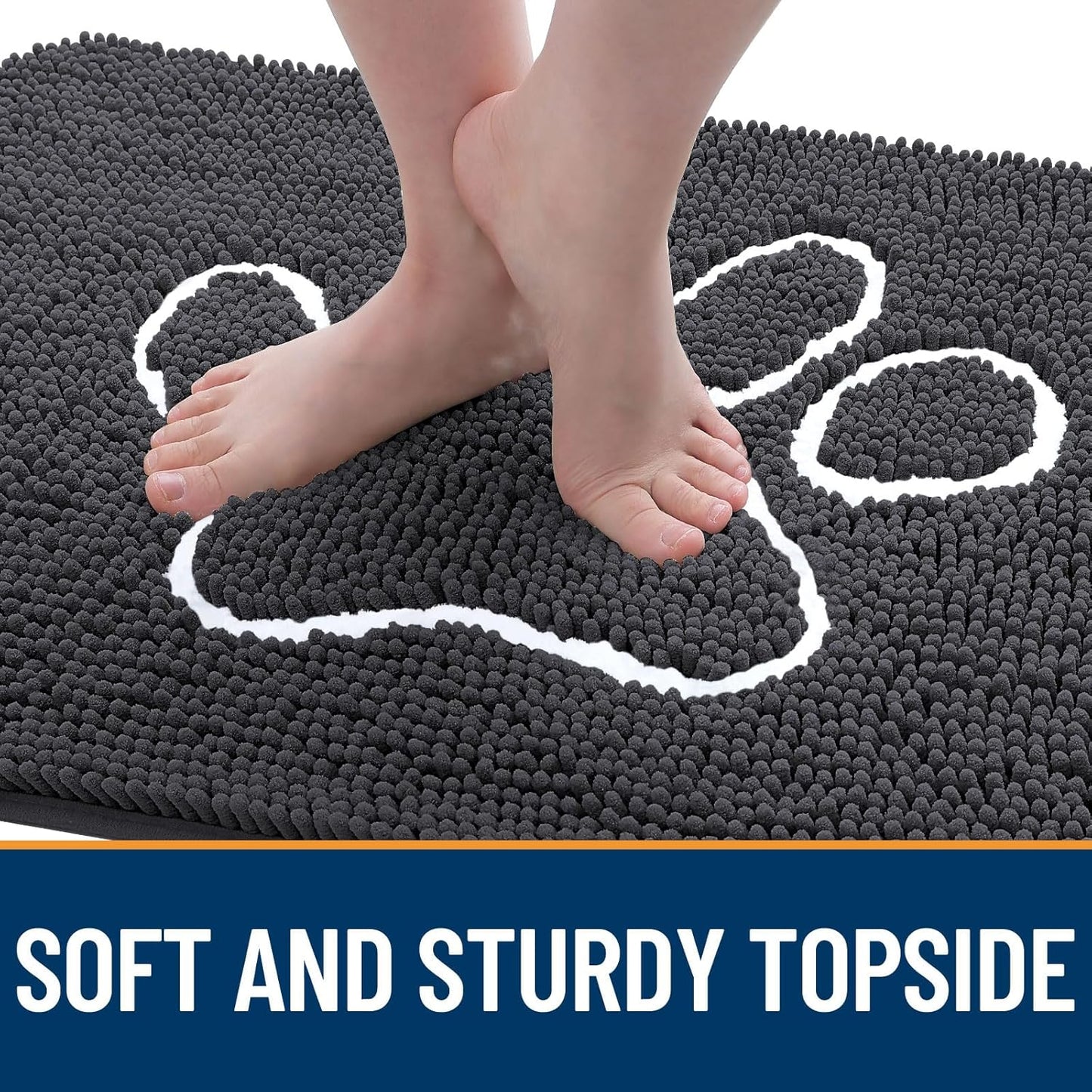 OLANLY Dog Door Mat - Absorbent Non-Slip Mud Mat for Paws | 35x24 Dark Grey Chenille Design