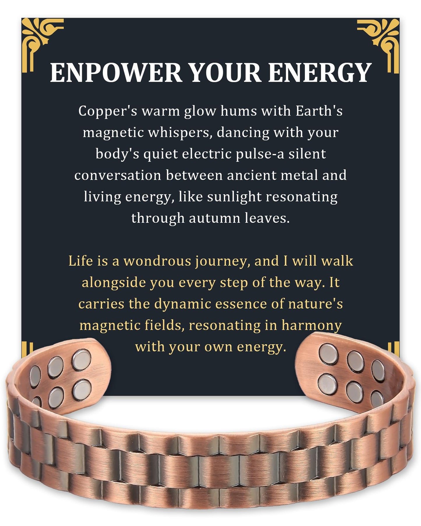 Fashtour Copper Bracelet for Men, 99.99% Pure Copper Bracelet, 18X Enhanced Strength Magnetic with Neodymium Magnets(Tree of Life) (copper253)
