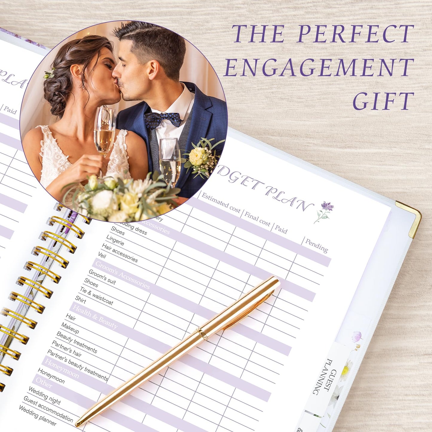 Wedding Planner Book and Organizer, Bridal Wedding Book Planner with Tabs and Sticker to Guide Entire Wedding Process, Checklists, Countdown Calendar, Ceremony Outline, Perfect Engagement Gift for Her, Bride Gifts for Bride to Be (11.5"x 9.5")