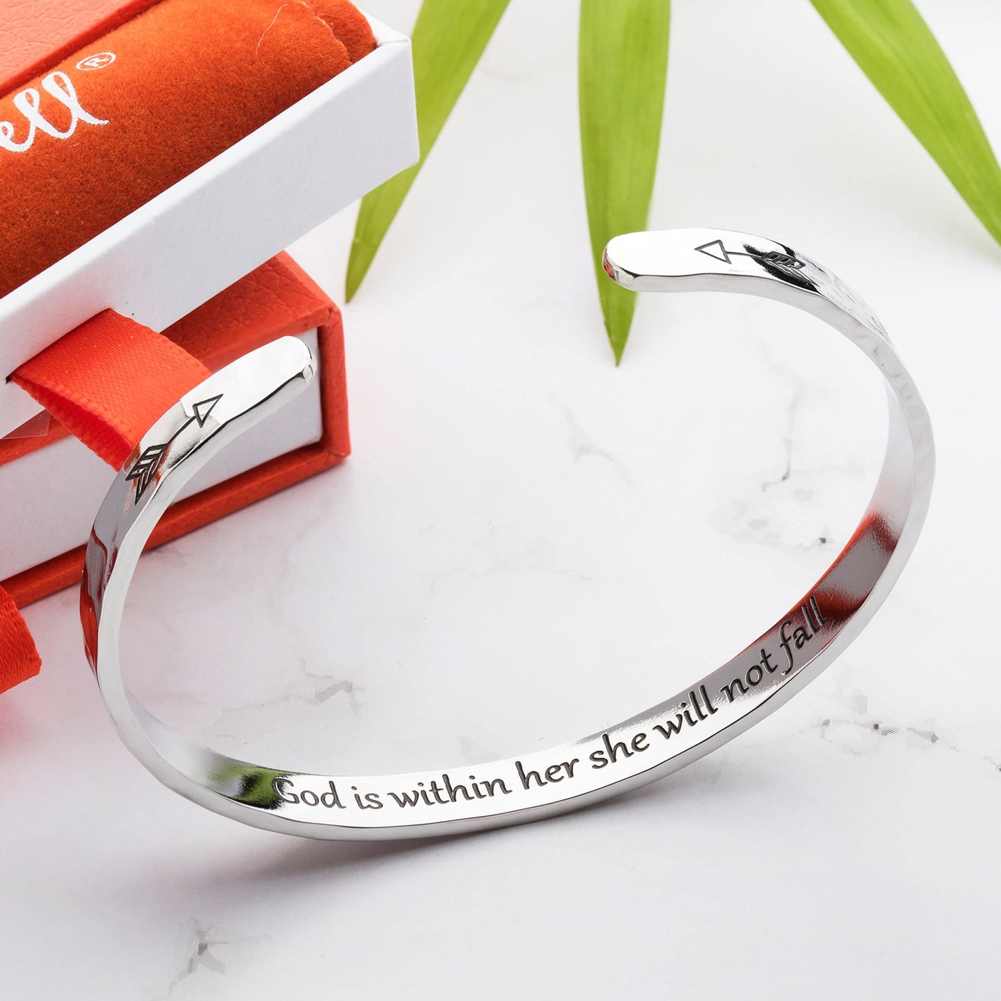 Carviell Faith Christian Bracelets for Women, God is Within Her She Will Not Fall, Psalms Cuff, Religious Baptism Gifts, Fall Jewelry, Bible Verse Confirmation Bracelet for Teenager