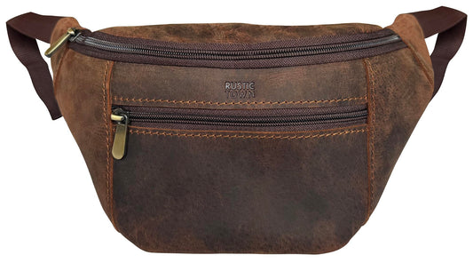 Leather Waist Pack for Men & Women - Full Grain Leather Fanny Bag, Adjustable Sling Purse & Chest Belt Bag - Multifunction Hip Bum Bag, Travel Pouch for Hiking Running & Cycling