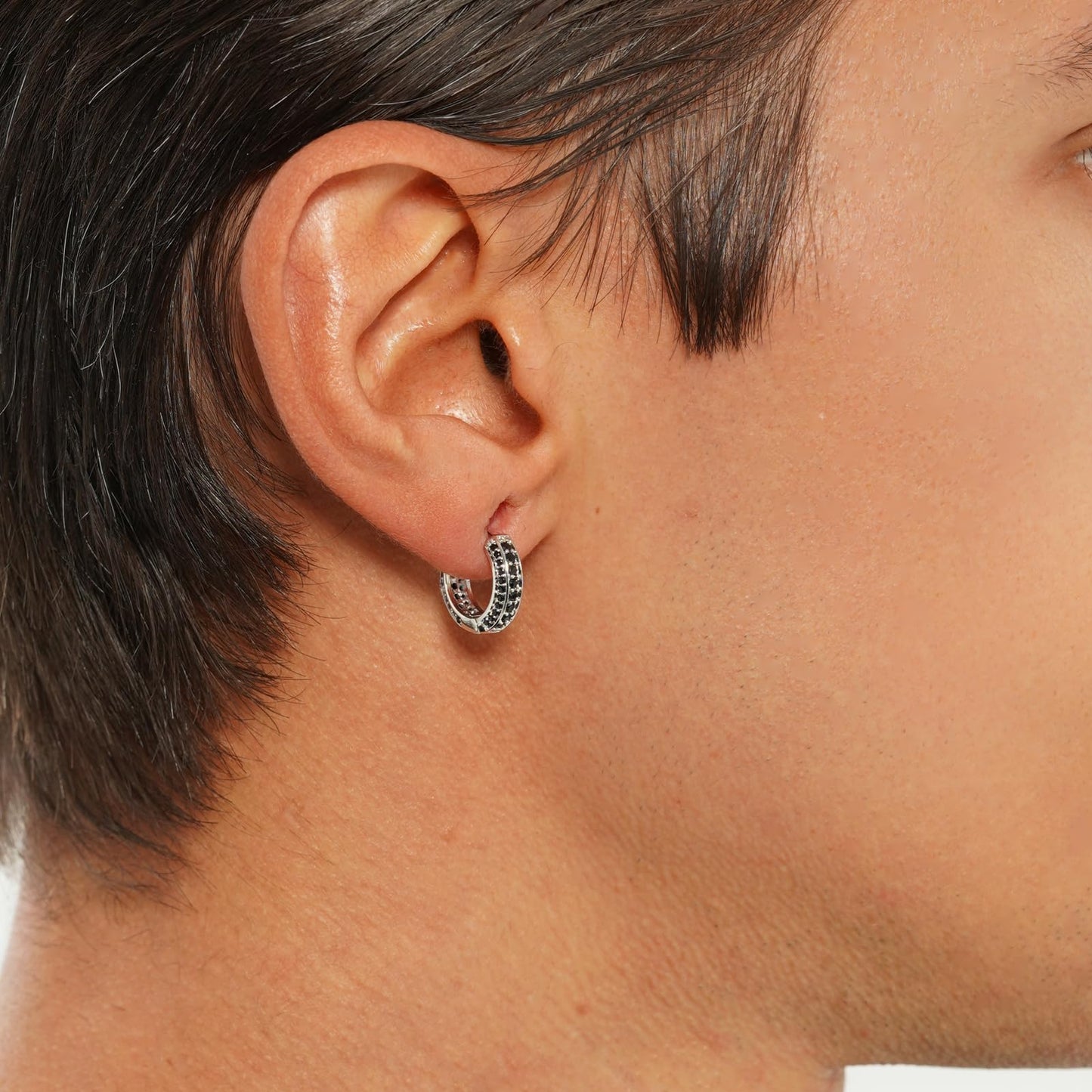 TOPGRILLZ Iced Out Hoop Earrings Cubic Zirconia Huggie Cartilage Cuff Hypoallergenic 14K Gold Plated Luxury Fashion Round Circle Earrings For Men Women-18BS