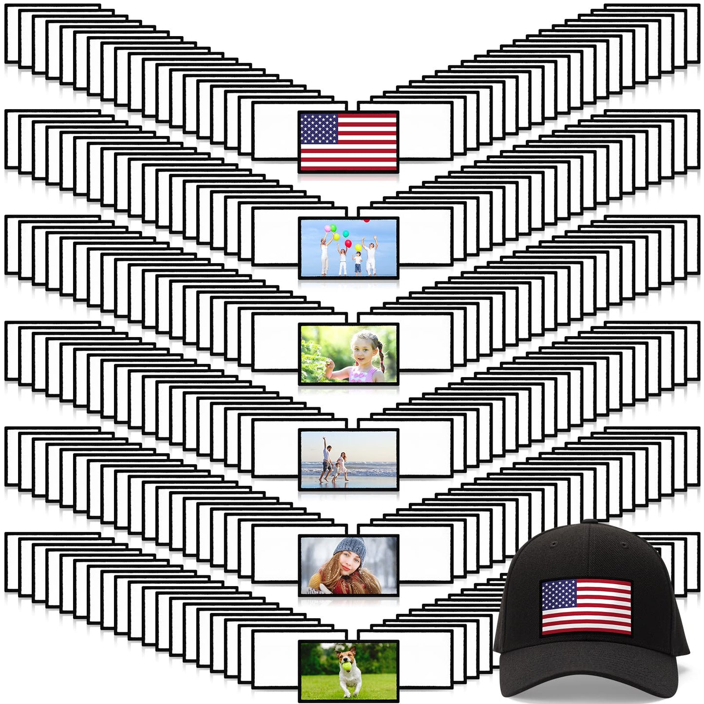 Giegxin 240 Pcs Sublimation Patches Fabric Iron on Blank Patches Decorative Blank Repair for Embroidery Hat Backpack Clothes Uniforms DIY Crafts