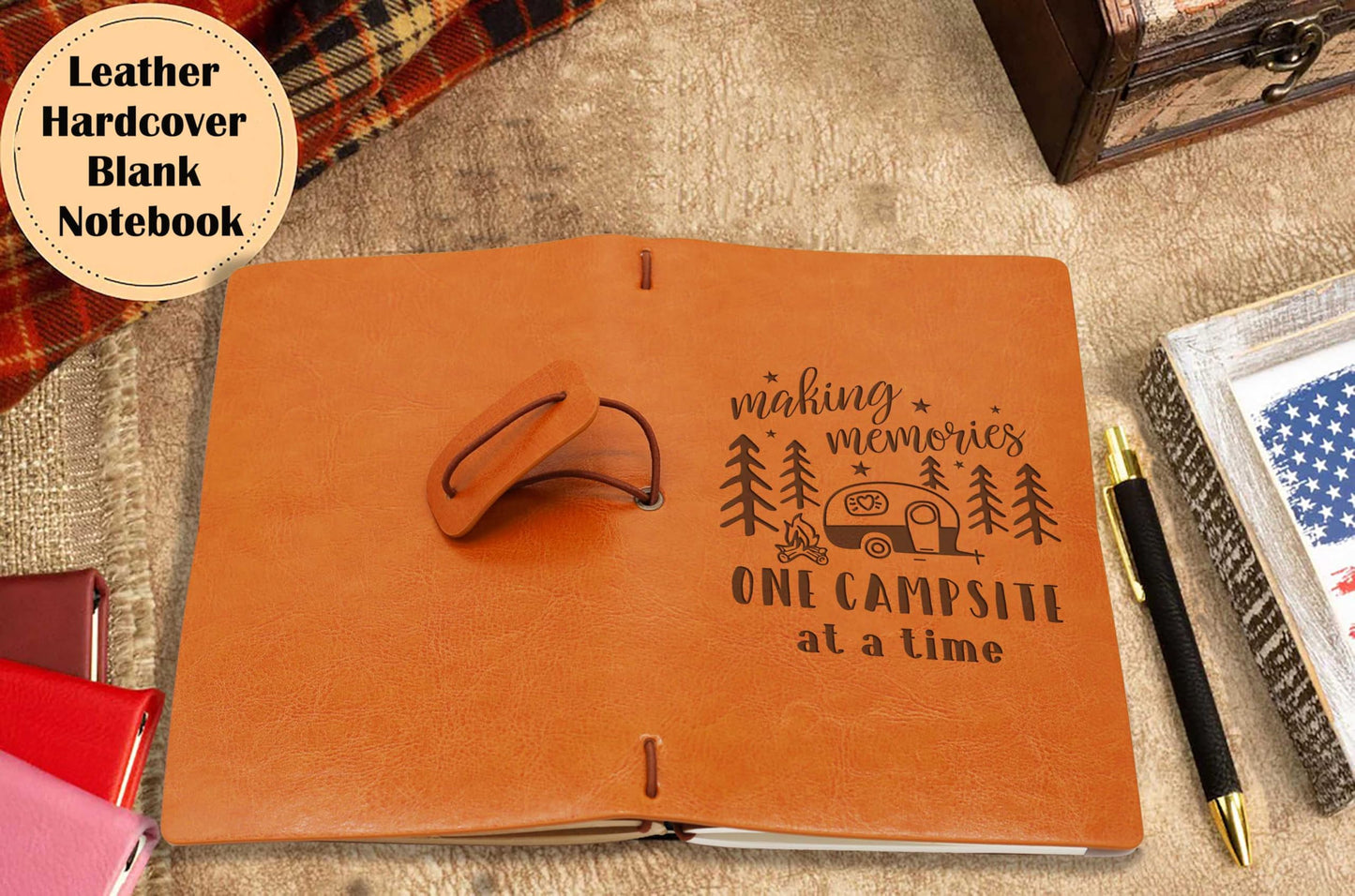 ZVMIS Travel Memory Journal-Making Memories One Campsite at a Time-Travel Enthusiast Camper Birthday Christmas Graduation Retirement Gift for Traveler-Refillable Travel Photo Diary Keepsake Notebook