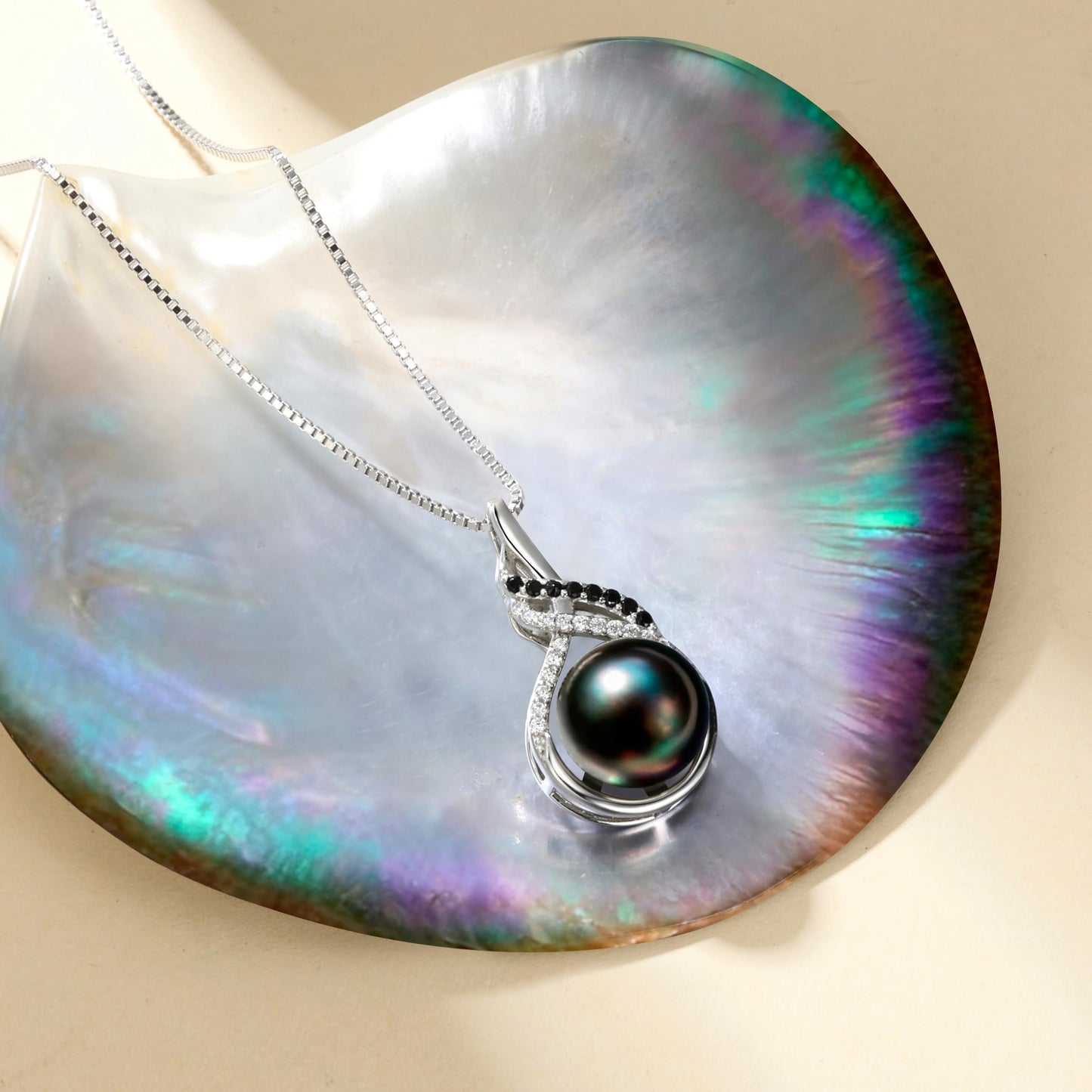 NONNYL Gifts For Wife Wedding Anniversary - Mothers Day Gifts - Real Tahitian Black Pearl Necklaces , Eternal Gift for Her Fine Jewelry Real Pearl , Mothers Day , Romantic Christmas for Birthday or Valentine’s Day