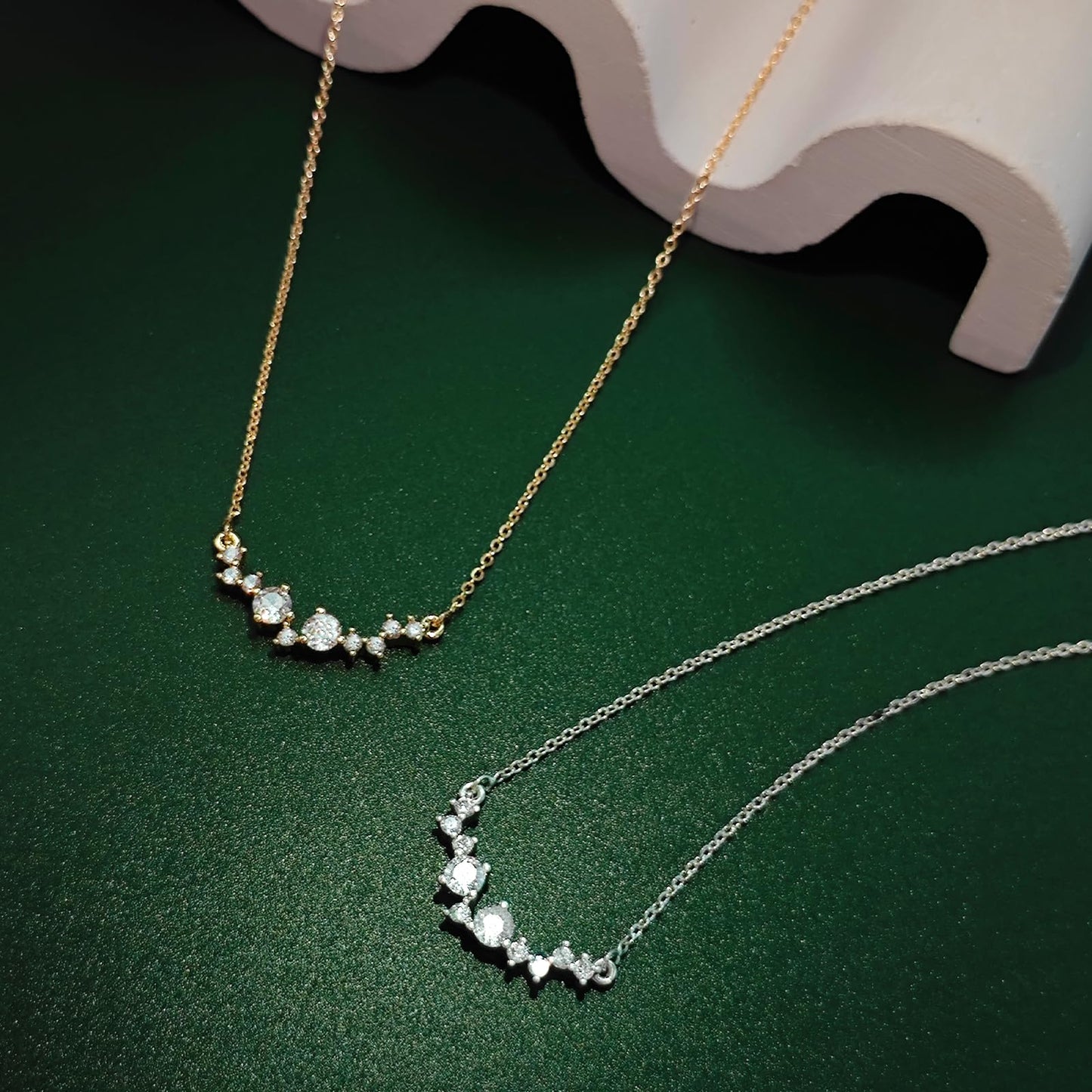 Zeffy CZ Diamond Necklace for Women Dainty Small Cute Square Cubic Zirconia Splints Solitaire Pendant Necklace for women Jewelry for Women Gifts