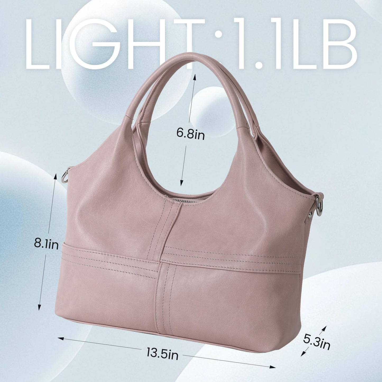 KOGTLA Vegan Leather Purses for Women with Detachable Satchel Strap, Ladies Handbags, Tote Hobo Bags with Top Handle Pink