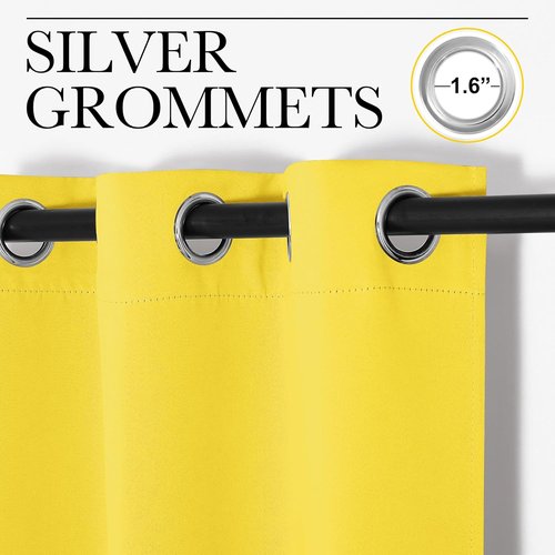 NICETOWN Bright Yellow Curtains - 108" Long, 55" Wide | Sound Reducing, Heat & Cold Blocking Panels for Modern Decor