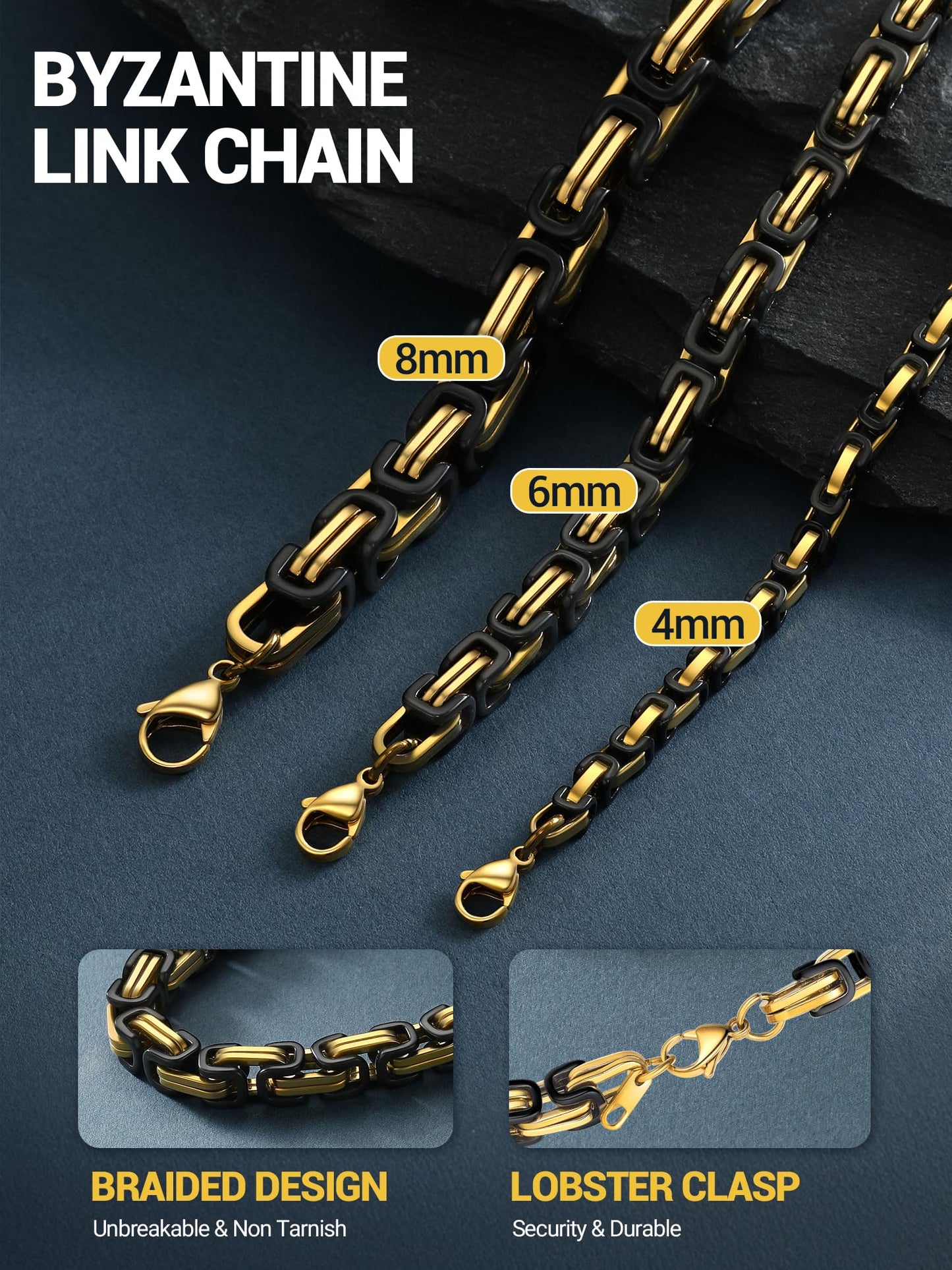 PROSTEEL Black Chain Necklace For Men Mens Long Necklace 28 Inch