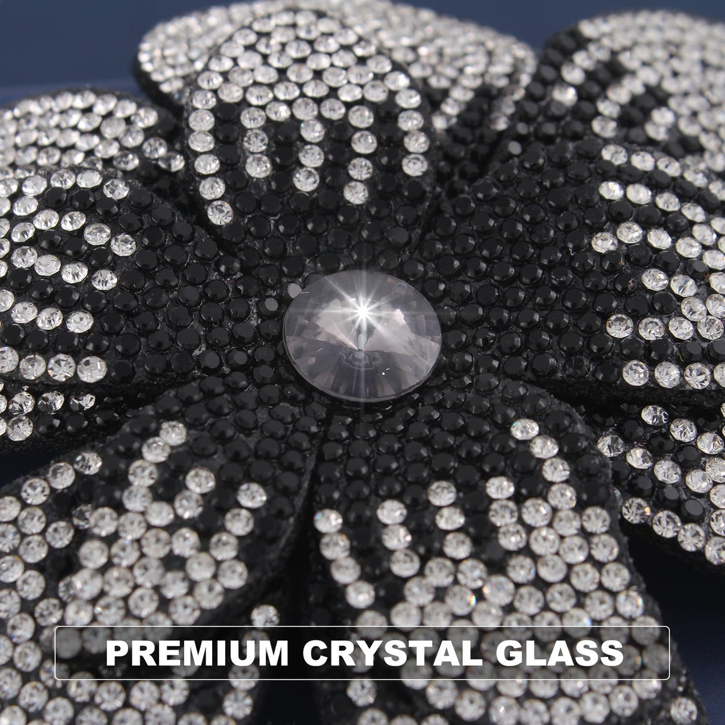 3.74 Inch Rhinestone Camellia Flower Hair Clips | Fashion Accessories Hair Clip | Lapel Pin for Parties & Wedding Events - Stylish Black & White Brooch for Women