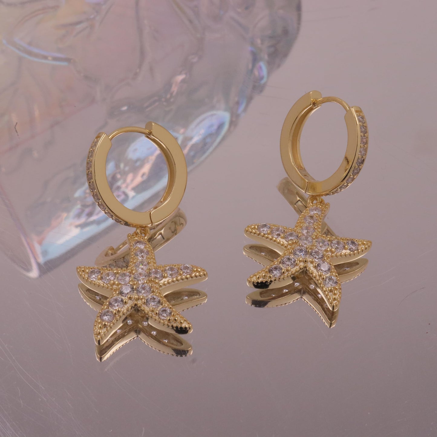 ToHeart Starfish Earrings For Women - 14K Gold Plated Beach Earrings - Starfish Jewelry - Gold Huggie Hoop Earrings Birthday Gifts Mothers Day Gift