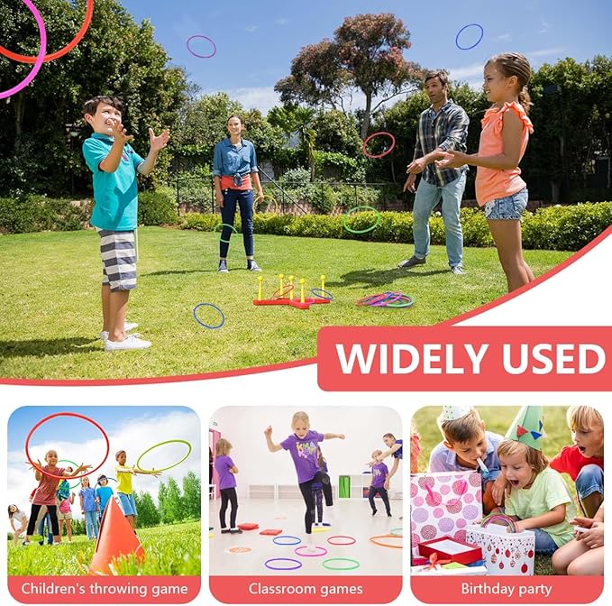 OBTANIM 12 Pcs Plastic 3 Inch Ring Toss Game for Kids and Outdoor Toss Rings for Speed and Agility Practice Game, Random Colors