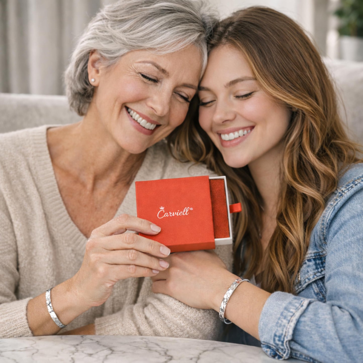 Carviell Grandma Granddaughter Bracelet – The Love Between a Grandmother and Granddaughter is Forever – Silver Stainless Steel Cuff, Birthday, Christmas, Mother’s Day Present