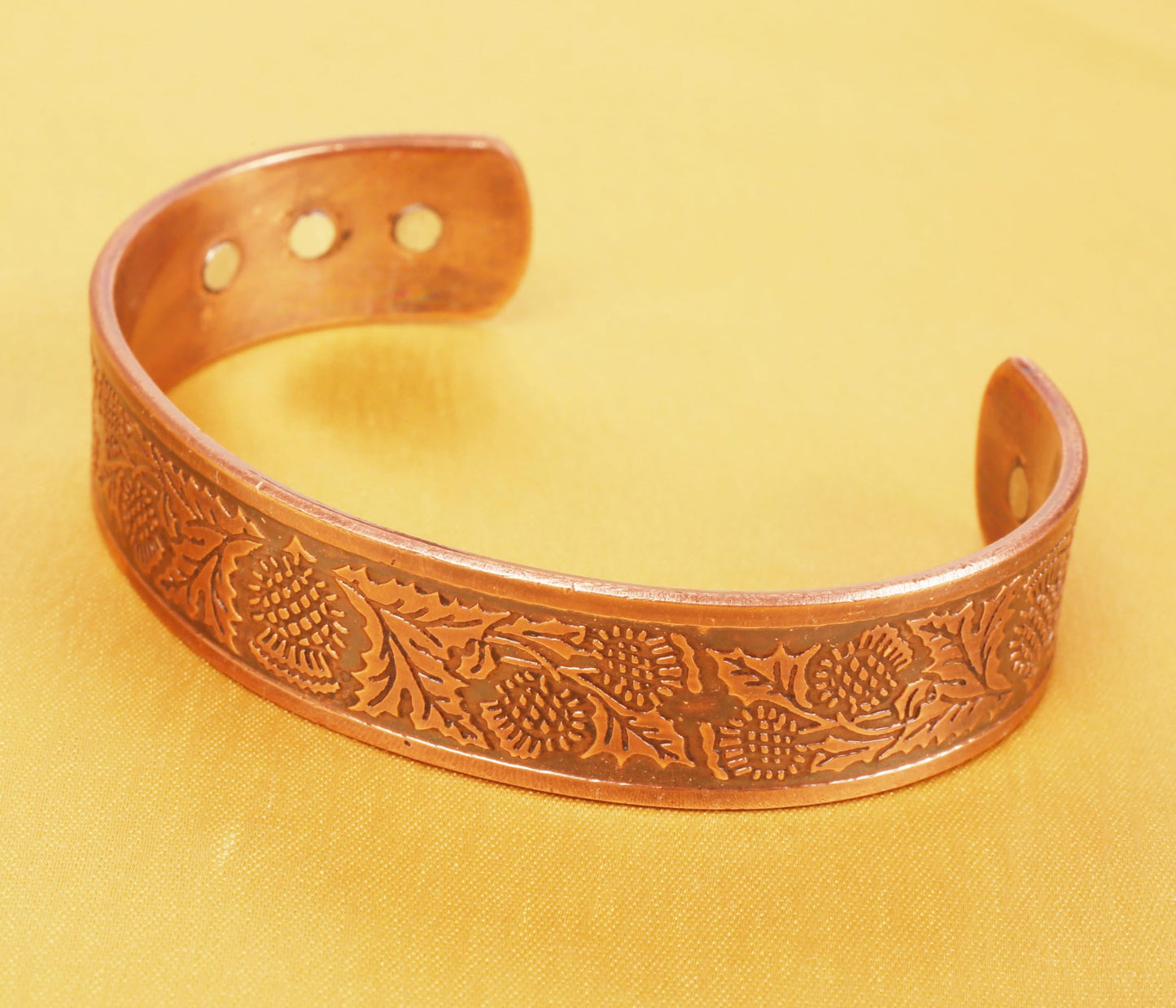 Touchstone handcrafted magnetic copper bracelet. Hand forged with solid and high gauge Tibetan style engraved cuff pure copper jewelry for women men. Pretty Celtic Design