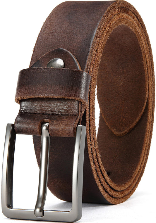 DOOPAI Men's Genuine Leather Casual Belt -Full Grain Leather Belt for Men- 1.5" Handmade Jeans Belt with Gift Box