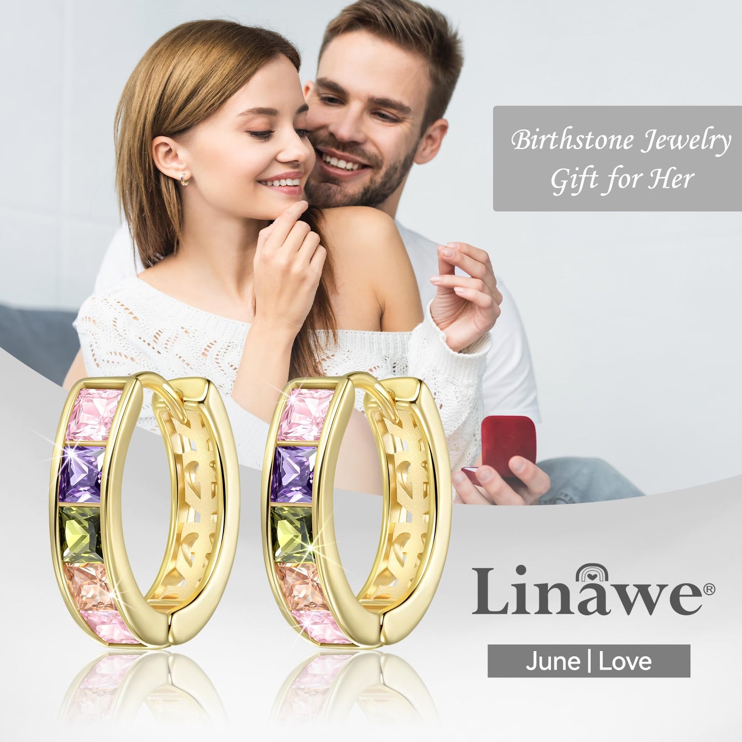 Linawe Gold Hoop Earrings for Women Trendy, Cubic Zirconia Rainbow Earrings, Tiny Mini Small Huggie Earrings, Safety Pin Flat Back Stud Earrings, Tragus Piercing Jewelry