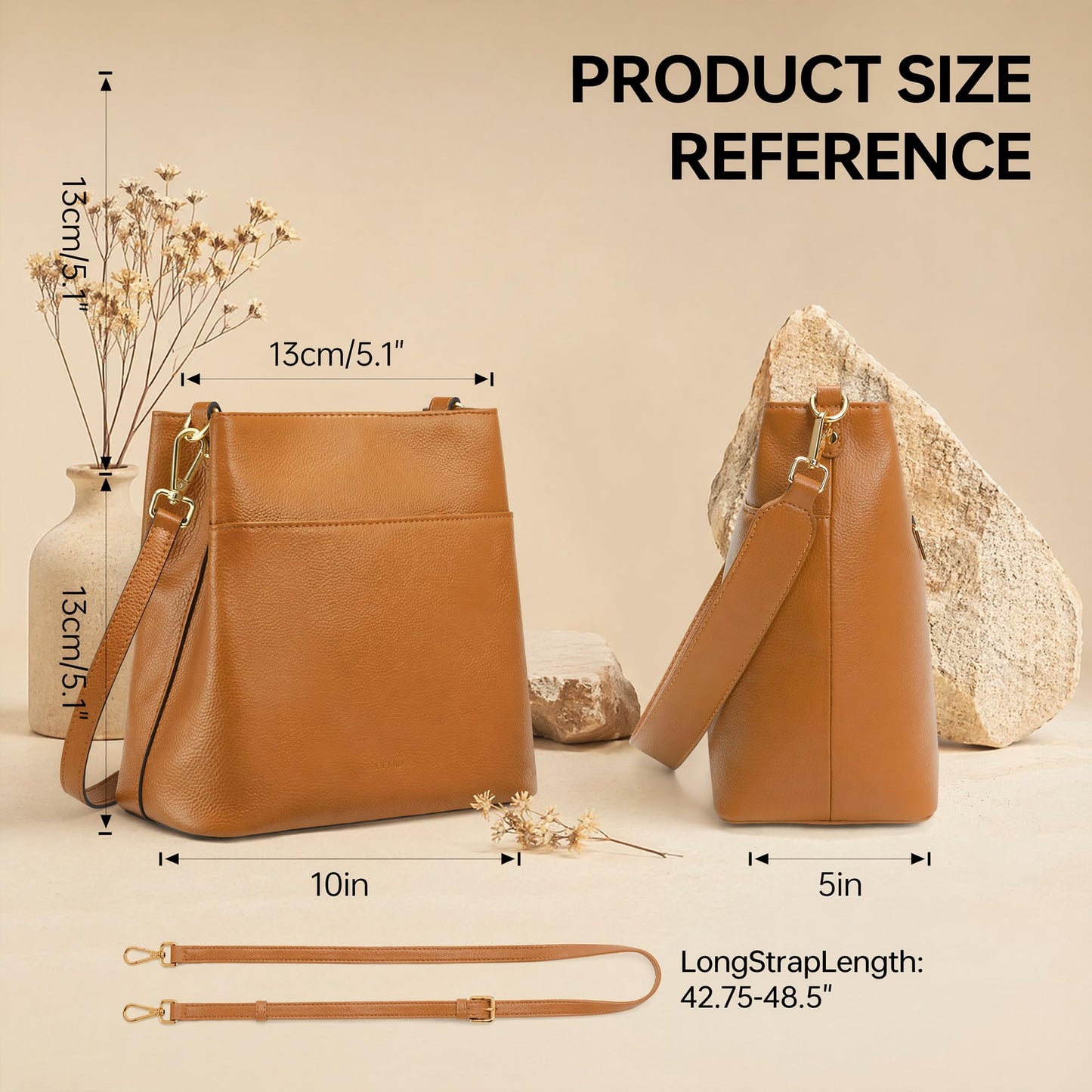 GEMIU Leather Crossbody Bags for Women Ladies Shoulder Purses Women's Cross Body Bag for Travel with Detachable Adjustable Strap Brown