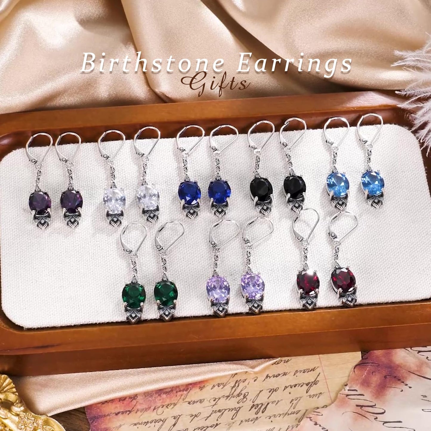 Vintage Emerald Green Earrings 925 Sterling Silver Retro Antique Looking Leverback Dangle Drop Earrings with Oval May Birthstone, Anniversary Jewelry Gifts for Women