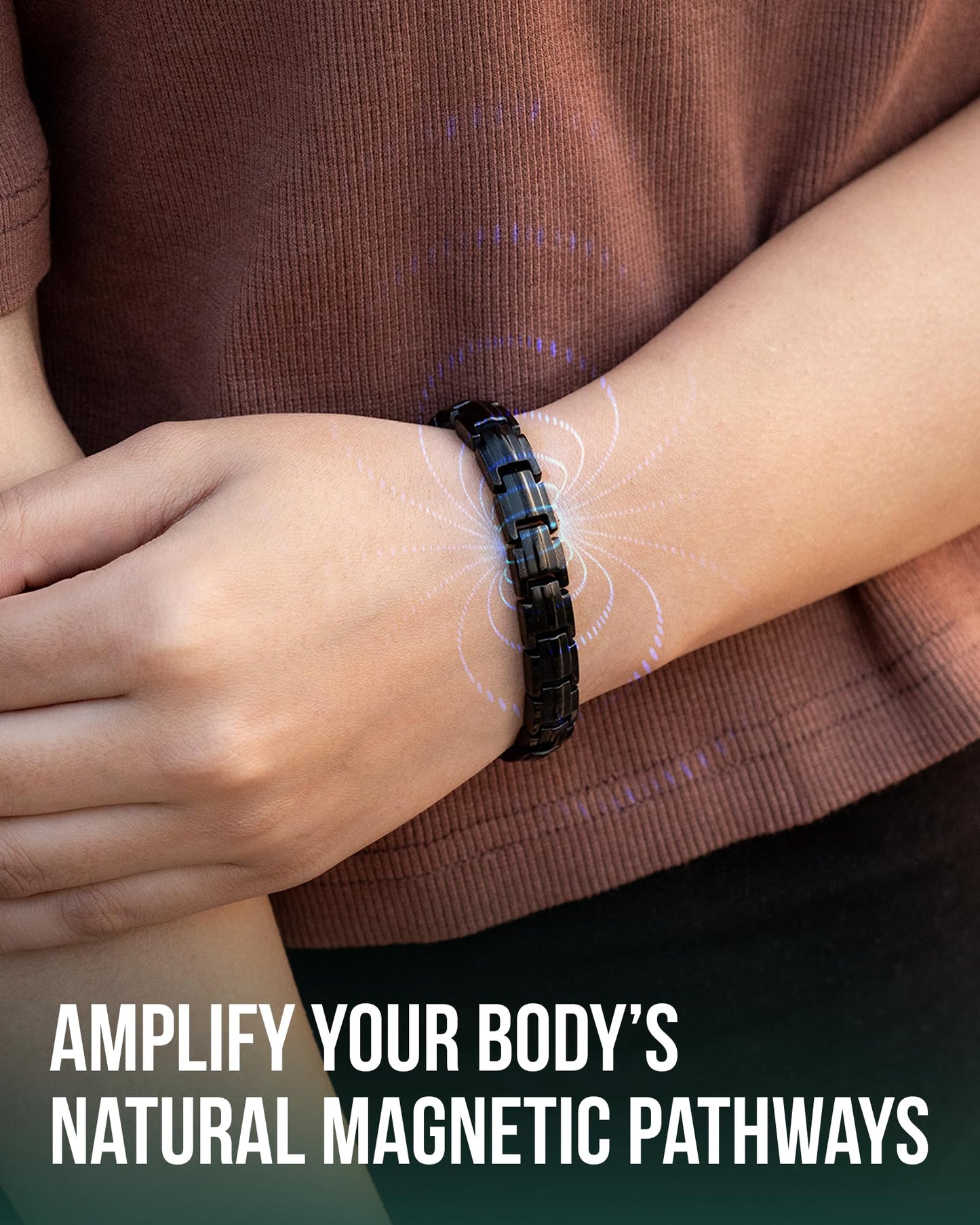 MagnetRX® Magnetic Bracelets for Women - EllipseMAX 5X Strength 5,000 Gauss Magnets - Designed in USA & PATENT PENDING - Premium Titanium Womens Magnetic Bracelet & Adjustable Length (Black)