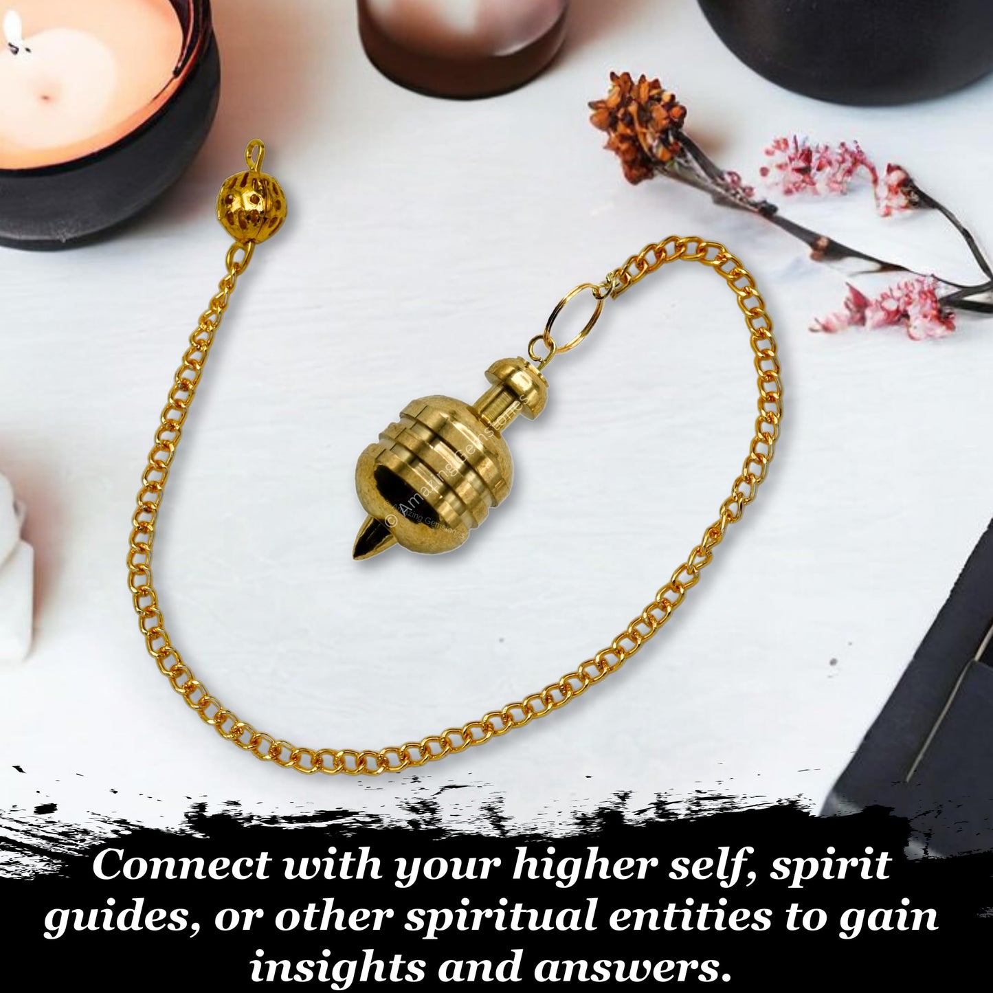 Amazing Gemstone Healing Metal Pendulums for Divination, Gold Dome Point Steel Copper Pendulum High Energy Pendulo de Bronce Pendulos de Mesa MP13
