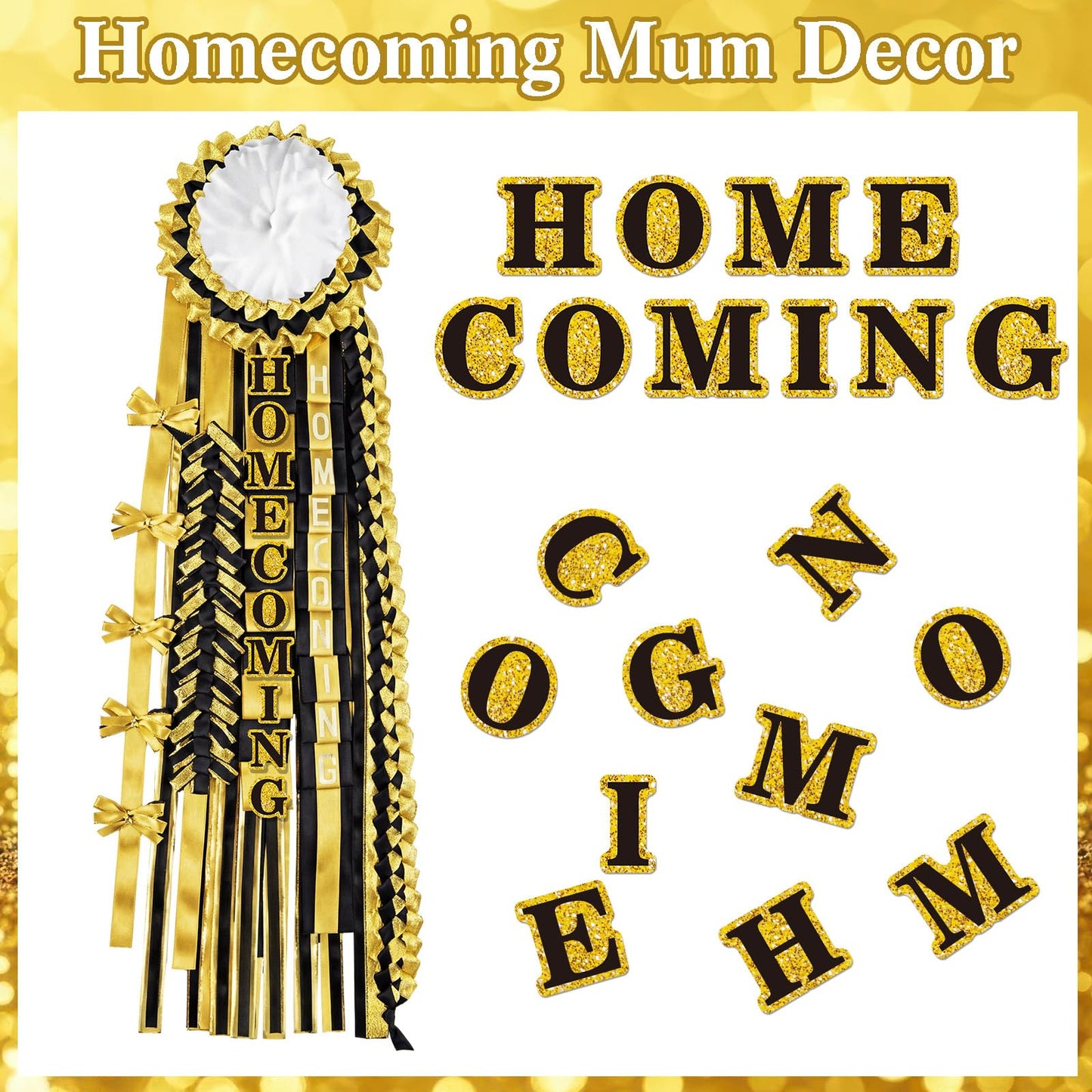FunooFuno 72 Pcs Glitter 2026 Graduation Letters Numbers Cardstock Shiny Crafts Alphabet with Adhesive Dots for Graduation Trifold Photo Board Grad Leis Homecoming Mums DIY Supplies(Black Gold)