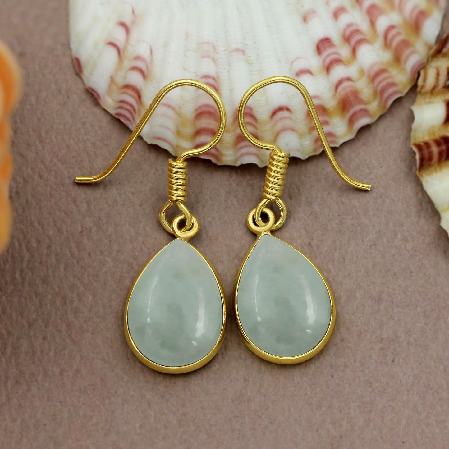 Natural Aquamarine 14K Yellow Gold Plated Dangle Earrings for Women - March Birthstone Green Gemstone Handmade Earrings Jewelry Mother's Day Gift for Mom Wife Sister