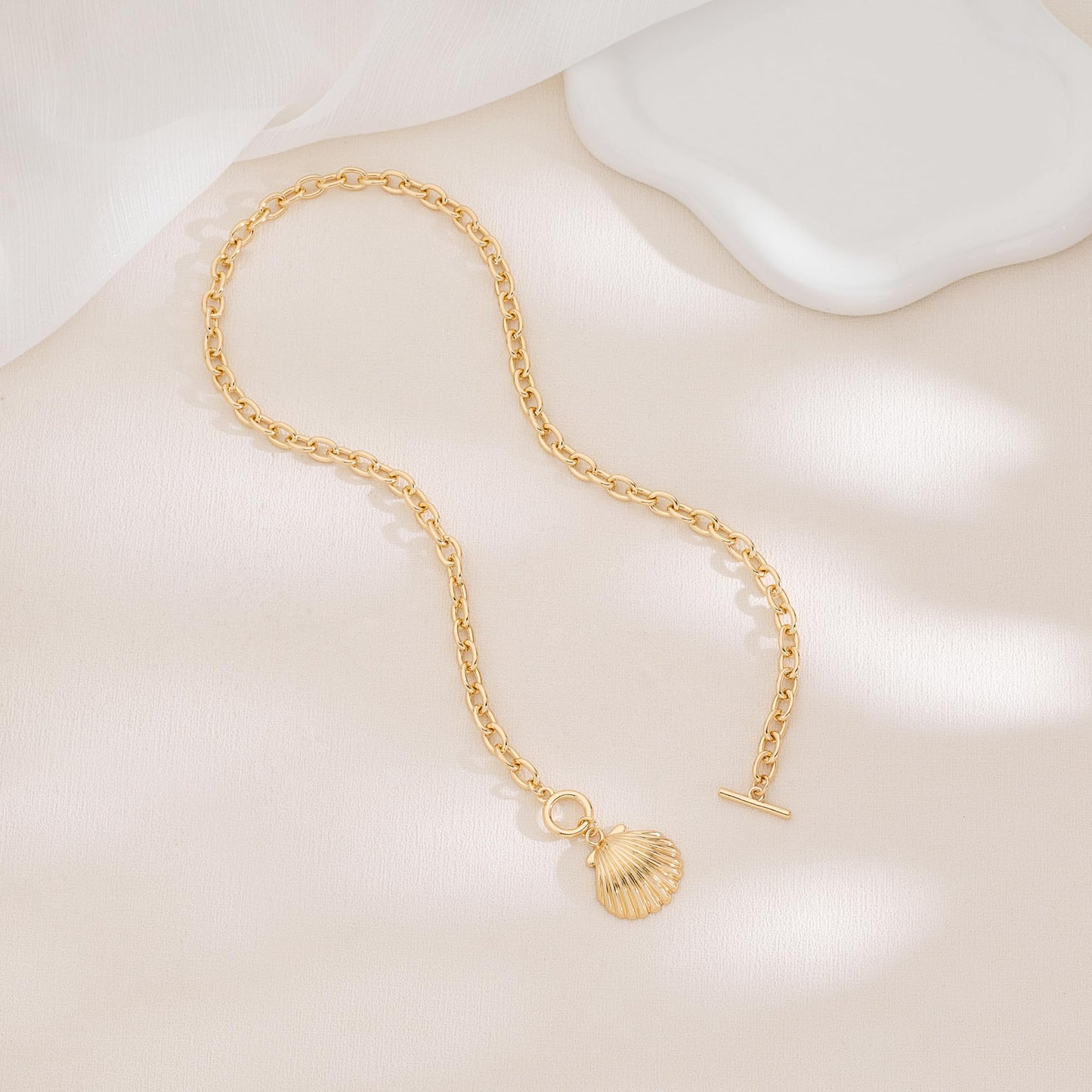 NEPULOY Beach Gold Shell Necklaces - Seashells Necklace for Women, Fashion Ocean Beach Jewelry for Women Gifts