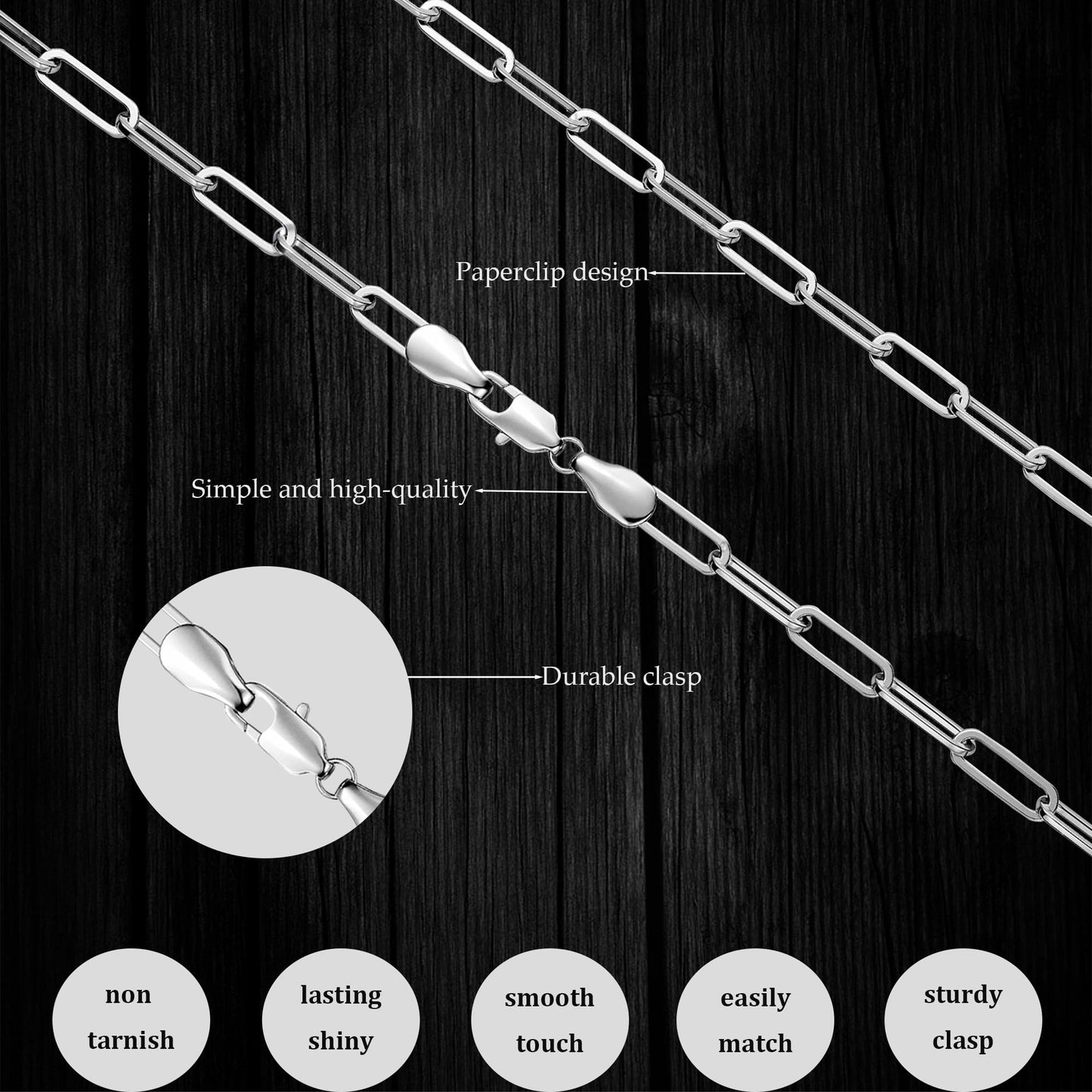 MBW 14K Gold/Silver Plated Plated Choker Necklace, Silver Dainty Paperclip Chain Necklaces for Women Trendy 18in Simple Long Thick Minimalist Aesthetic Fashion Link Necklace Jewelry Gifts for Women