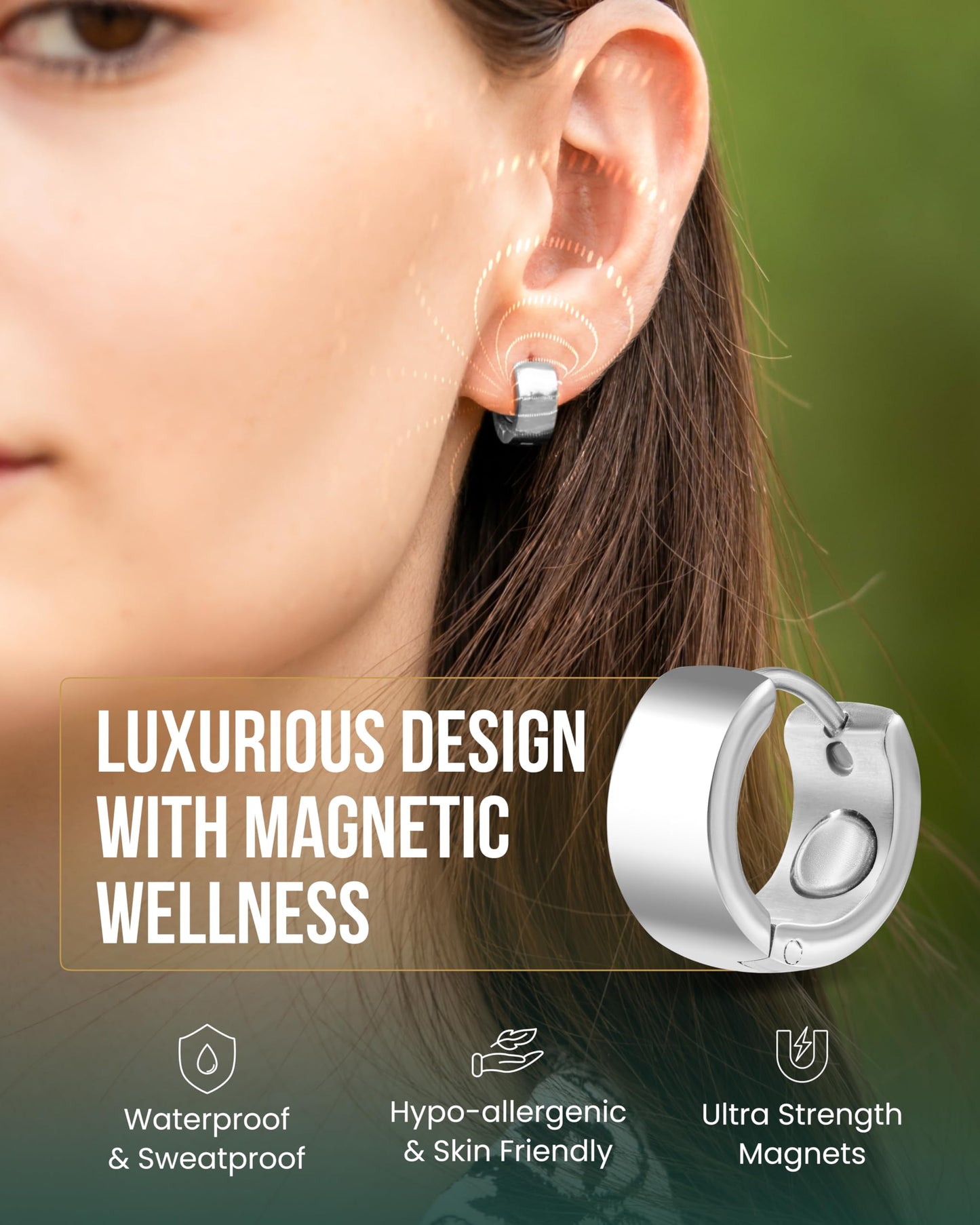 MagnetRX Magnetic Earrings for Women – Premium Magnetotherapy Lymphatic Earring Polished Stainless Steel – Womens Lymphvity Magnetic Therapy Acupressure Earrings (Silver)