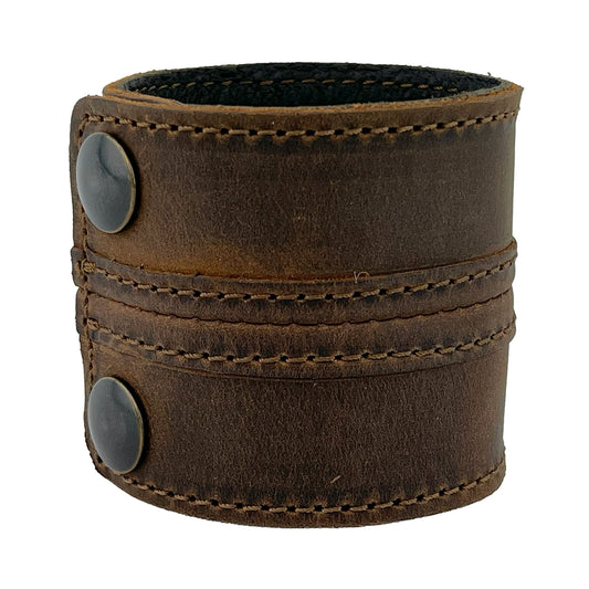 Anthology Gear Stylish Leather Cuff Bracelet Full Grain Wide Wristband For Men and Women (Unisex) Adjustable to 8" or 9 1/4" (Whiskey Brown, Large/X-Large)