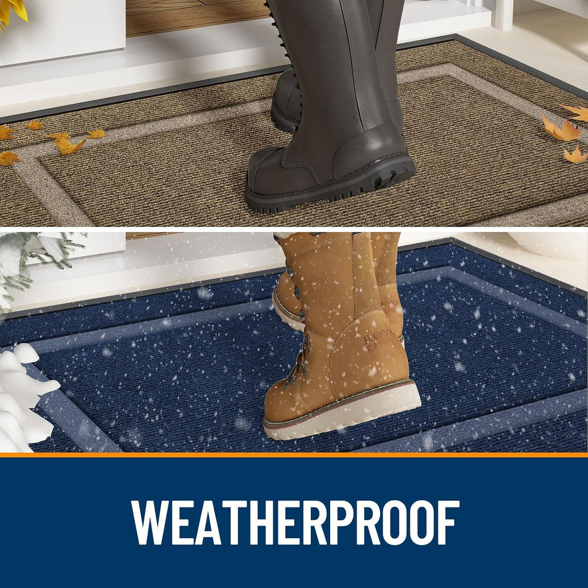 OLANLY Waterproof Front Door Mat - All-Season Indoor/Outdoor Doormat, Easy Clean, 35x23, Dark Brown