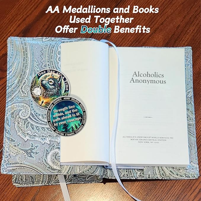One Day at a Time 10 Year Sobriety Coin - Recovery Aurora Forest Wolf AA Coins - Addiction NA AA Chips and Medallions - Celebrate 1-20 Living Clean Narcotics Alcoholics Anonymous Gifts for Men Women