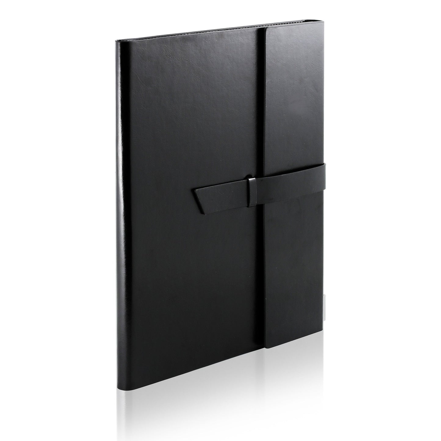 Gallaway Leather Padfolio Portfolio Folder – Slim Portfolio Folio Organizer Holder for Letter Legal A4 Note Pads Notebooks for Men Women Refillable Business Leather Portfolio Binder, Black
