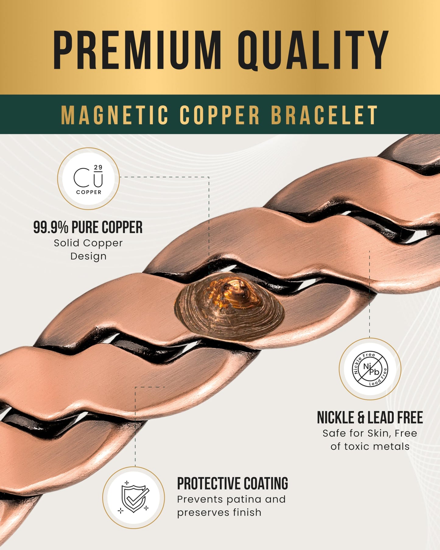 MagnetRX® Copper Magnetic Bracelets Set — EllipseMAX 5X Strength Bracelet (5,000 Gauss) for Men & Adjustable Twisted Cuff (3,500 Gauss) for Men & Women — Pure Copper Magnetic Jewelry Set