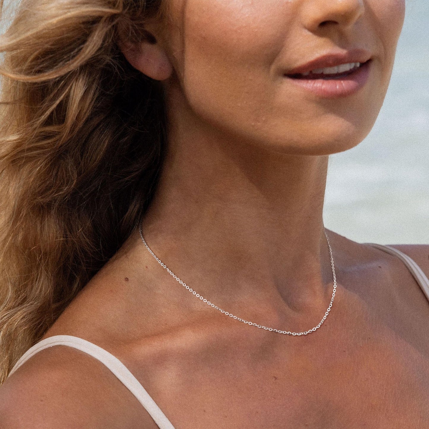 Freekiss 925 Sterling Silver Chain Choker Necklace for Women Trendy 16+2 Inch Adjustable Dainty Layered Classic Chain Necklace Simple Minimalism Fashion Silver Jewelry Gift