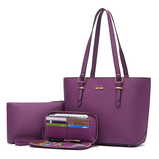Purses And Wallets Set For Women Tote Satchel Handbags Shoulder Bag Top Handle Totes Purse With Matching Wallet Purple
